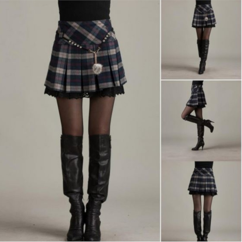 Tartan Mini Catholic School Girl Skirt - Grey